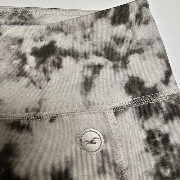 Hollister Active Leggings Size XS Grey White Black Sheer Mesh Side Panel Pocket - Picture 7 of 10